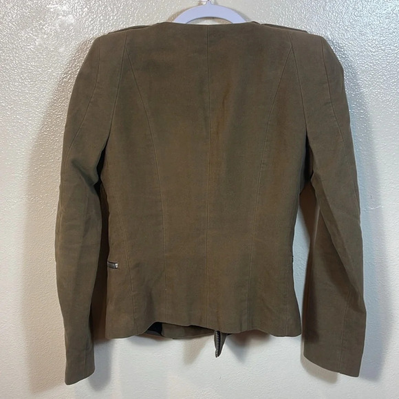 ZARA WOMAN Suede Effect Moto Jacket with Padded Shoulders  size Small - Picture 4 of 7